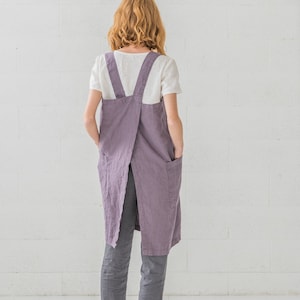 Japanese Style Apron / Linen Apron / Florist Linen Apron / Gardening Linen Apron / Linen Pinafore Apron Dress / Pottery Apron / Linen Gift