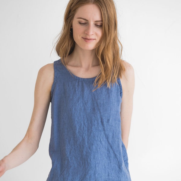 Simple Classic Linen tank Top, Sleeveless Linen Top, Summer Linen Blouse, Linen Slip Top