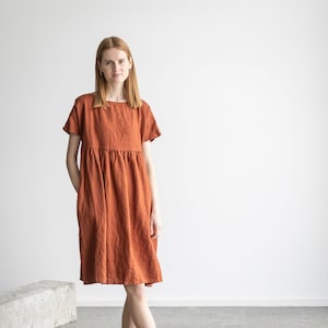 Oversize Linen Dress, Linen Washed Dress, Smock Linen dress, Summer Minimal Dress, Handmade Linen Dress