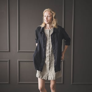 Linen Cardigan Heavy Flax / Shirt Jacket for Women / Linen Jacket with Pockets / Cardigan for Women