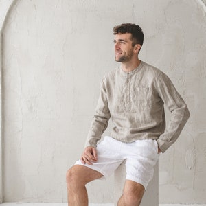 Men&#39;s Linen Shirt, Long Sleeve Linen Shirt, Button up Men&#39;s Linen Shirts, Flax Casual Shirts For Men