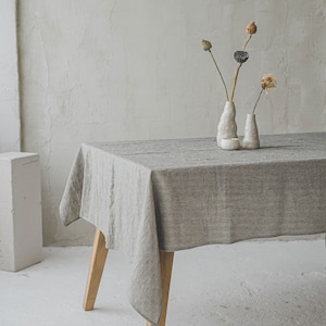 Linen Tablecloth in Various Colors / Striped Table Decor / Handmade Linen Gift