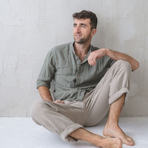 Herren Leinenhose, Herren Leinen Sommerhose, Leinen Yogahose, Leinenbekleidung für Männer