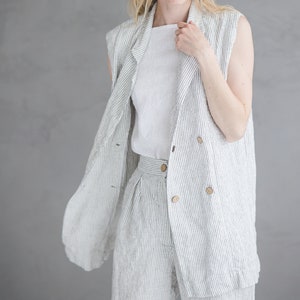 Linen Vest / Jacket for Women / Linen Vest with Buttons / Cardigan for Women image 1