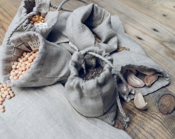 Leinen-Schürze, Leinen-Kleine Samen-Taschen, Leinen-Garten-Set aus Leinen-Trägerkleid und Leinen-Taschen, Leinen-Samen-Taschen, japanische Leinen-Schürze