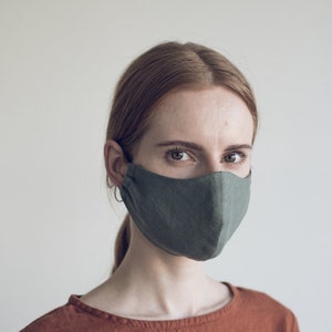 Linen Face Mask 2 Layers / Protective Face Mask 100% Linen Reusable / Washable Face Mask / Adult Facial Mask Pure Linen