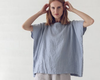 Basic Linen Top / Oversize Linen Blouse / Loose Summer Top / Minimal Linen Blouse