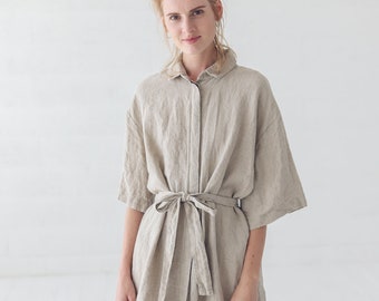 Linen Soft Shirtdress / Long Linen Dress / Organic Linen dress