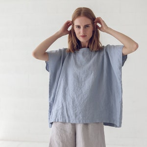 READY TO SHIP Basic Linen Top / Oversize Linen Blouse / Loose Summer Top / Minimal Linen Blouse