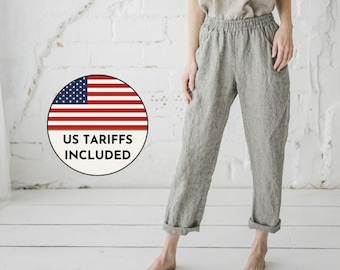 Loose Linen Pants: Natural Elastic Waist Trousers