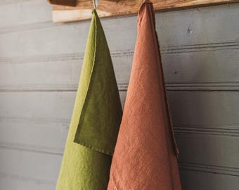 Linnen theedoeken (set van 2): stonewashed Oeko-Tex gecertificeerd