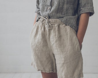 Loose linen shorts | Etsy