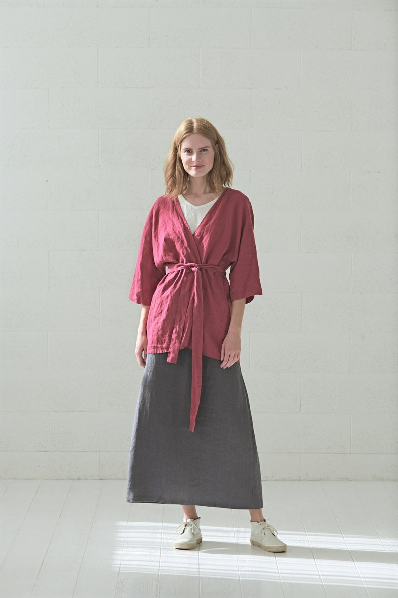 A Line Linen Skirt Heavy Flax / High Waisted Linen Skirt / Long Heavy Linen Skirt image 4