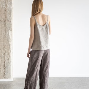 Wide-Leg Linen Pants, Relaxed Fit Flax Linen Pants, Linen Trousers For Women, Summer Linen Culottes image 7