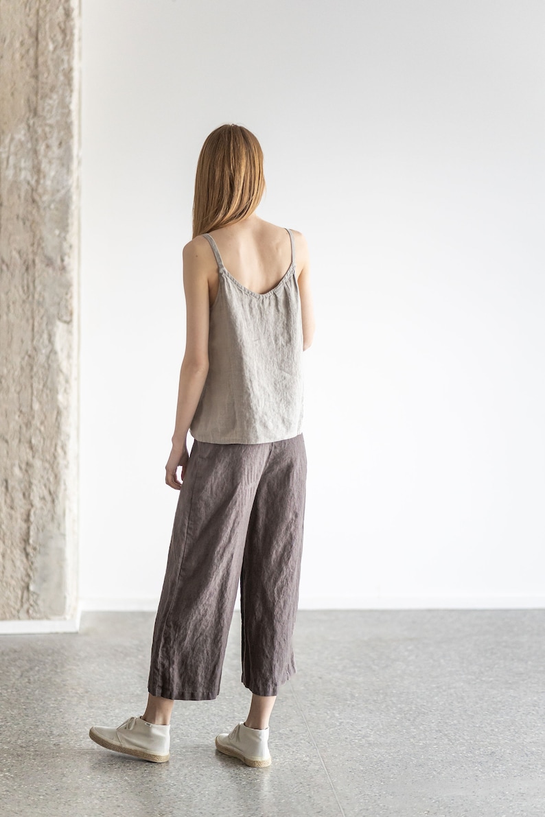 Wide-Leg Linen Pants, Relaxed Fit Flax Linen Pants, Linen Trousers For Women, Summer Linen Culottes image 7