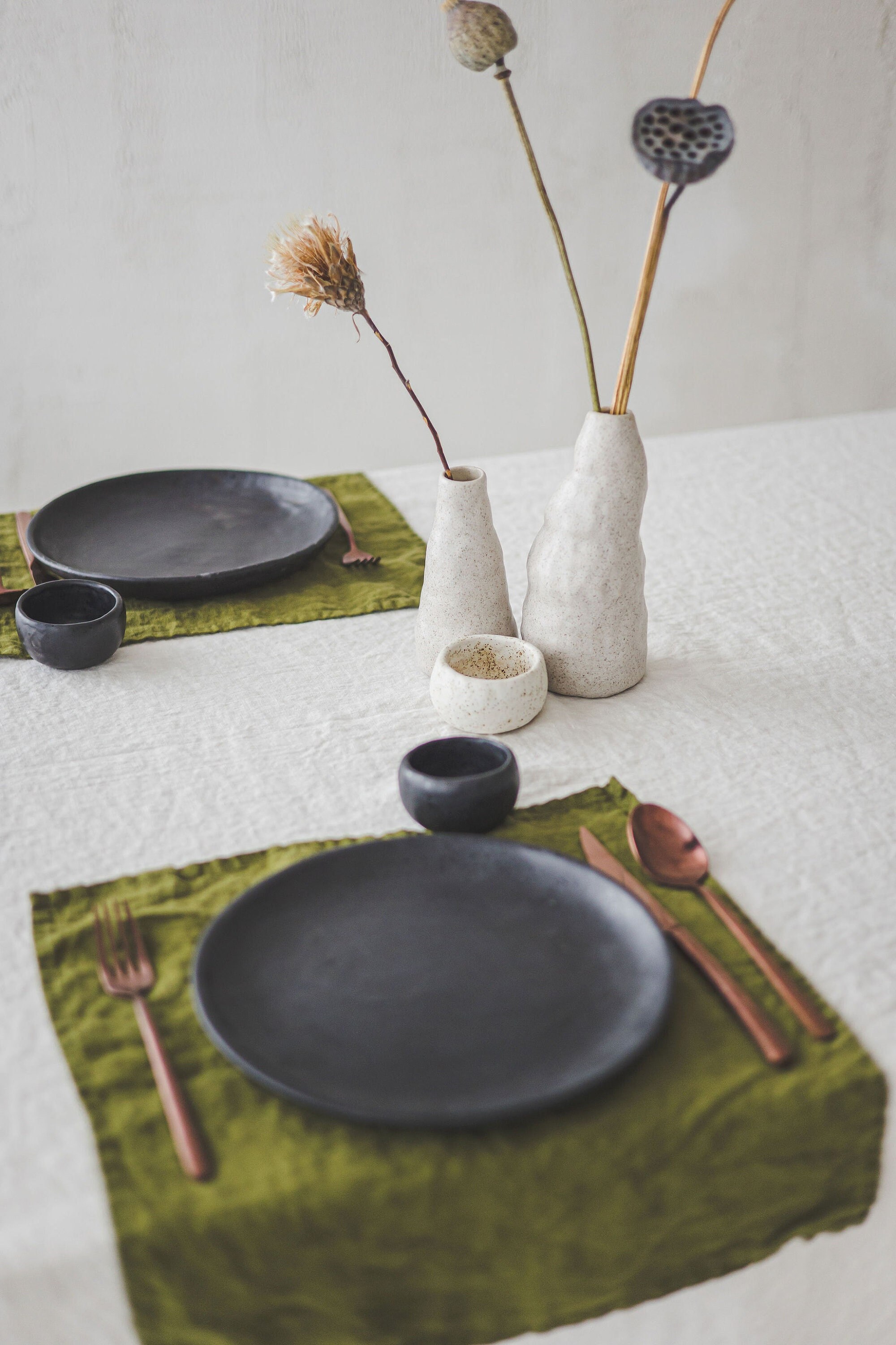 Linen Napkins / Moss Green Linen Napkins Set of 4 6 8 10 Etsy