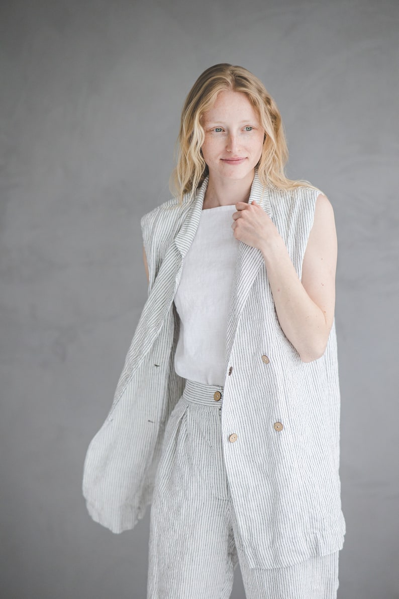 Linen Vest / Jacket for Women / Linen Vest with Buttons / Cardigan for Women image 1