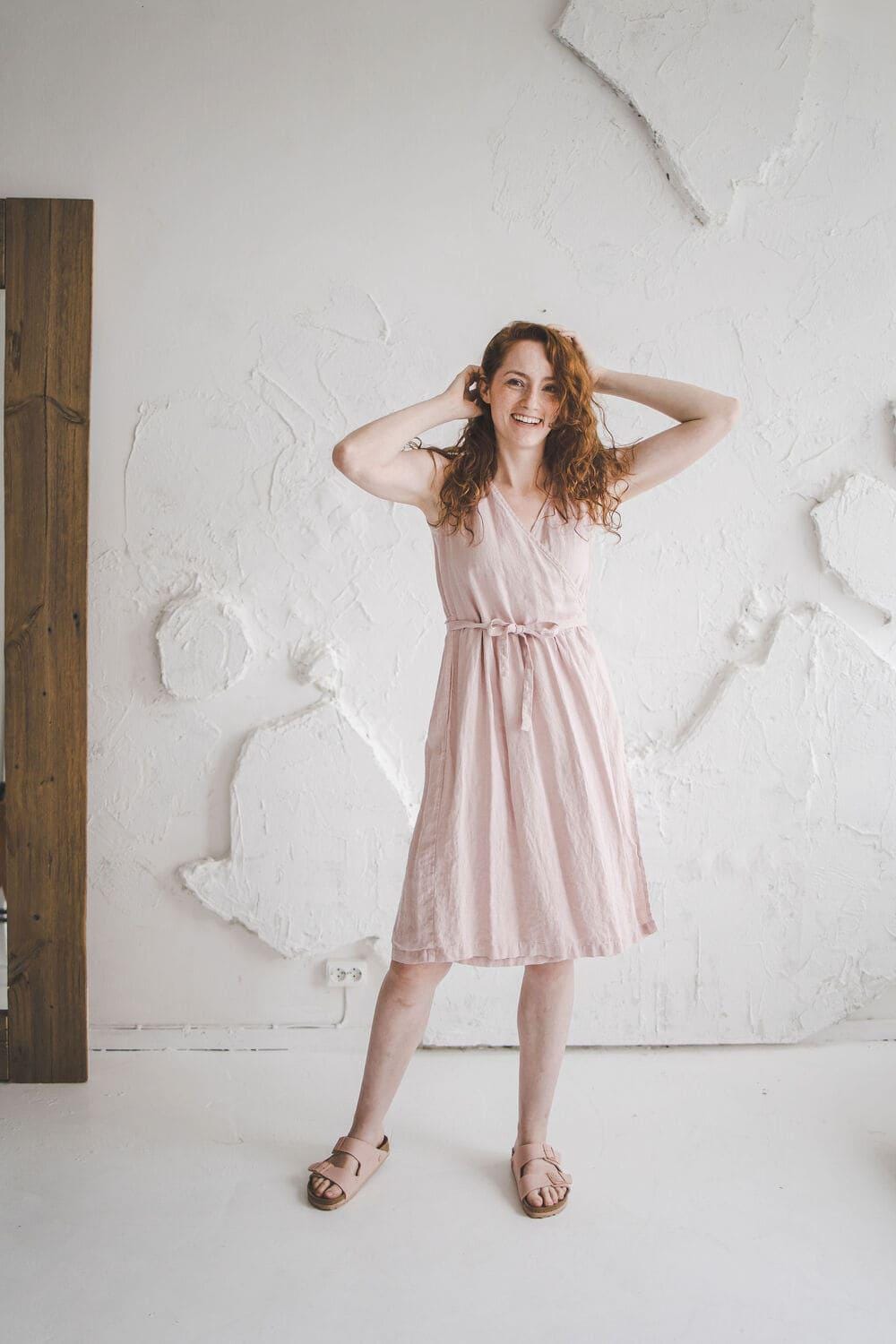 Linen Wrap Dress with Belt