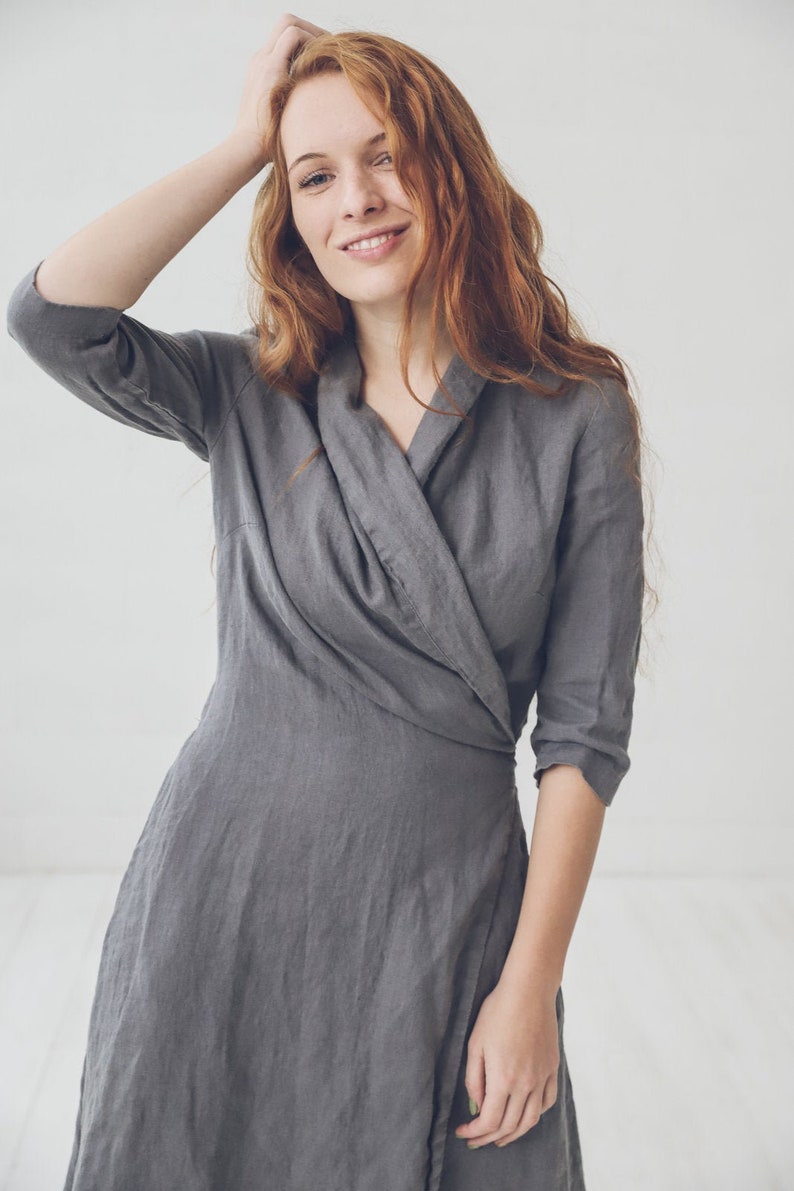 etsy linen wrap dress