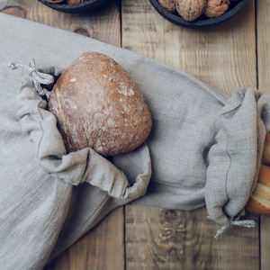 Linen Bread Bag, Sourdough Bread Linen Bag, Natural Linen Loaf Bag, Sac à Pain, Boule Bag, French Baguette Linen Bag, Kitchen Storage Bag image 3