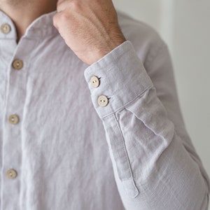 READY TO SHIP Classic Linen Men Shirt / Long Sleeves Linen Buttons Down Shirt / Linen Clothing For Men / Summer Linen Shirts image 5