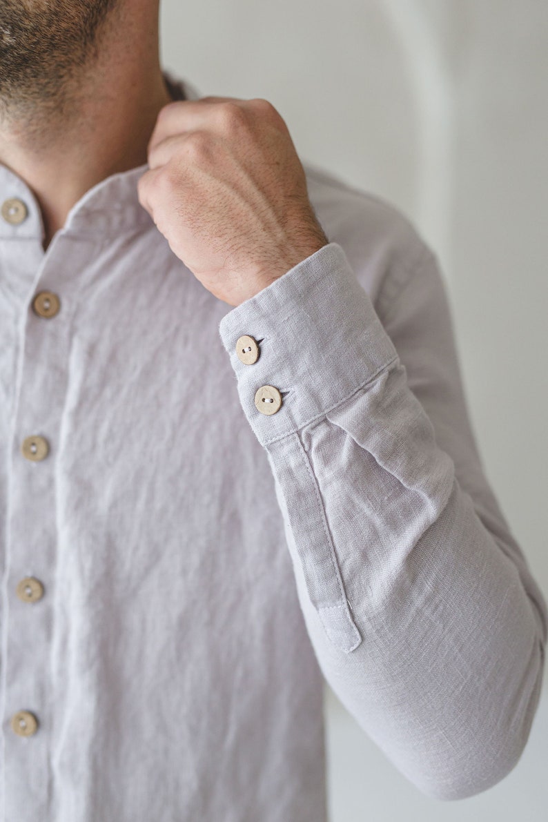 READY TO SHIP Classic Linen Men Shirt / Long Sleeves Linen Buttons Down Shirt / Linen Clothing For Men / Summer Linen Shirts image 5