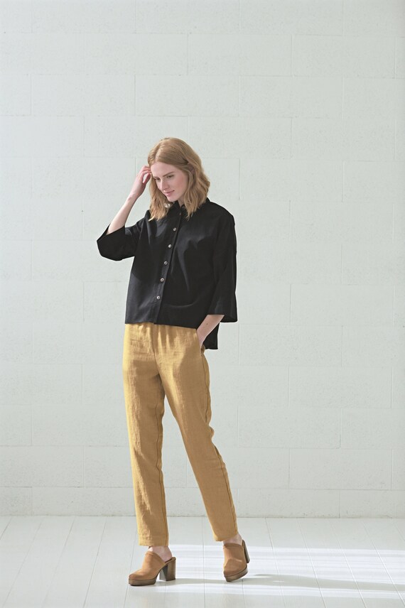 Oversize Linen Shirt in Black Corduroy / Women Black Short Shirts Buttons  Down / Black Soft Corduroy Shirt - Etsy