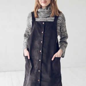 Corduroy Pinafore Dress, Short Cotton Dress