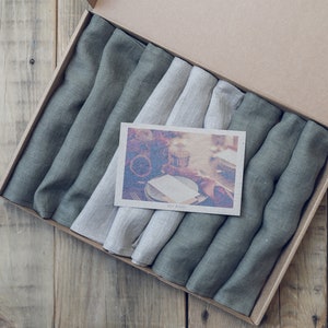 Linen Napkins Gift Set Of 4, 6, 8, 10, 12, 14, 16 Handmade Gift in Organic Gift Box / Linen Table Decor