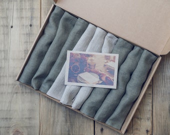 Set regalo di tovaglioli di lino fatti a mano: decorazioni da tavola in lino europeo