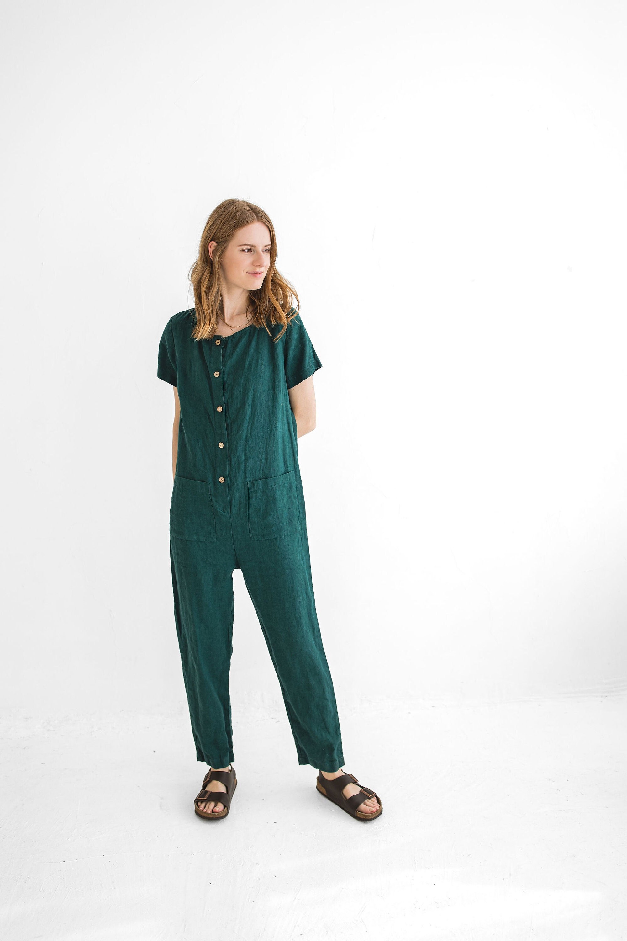Casual loose best sale jumpsuit linen overall