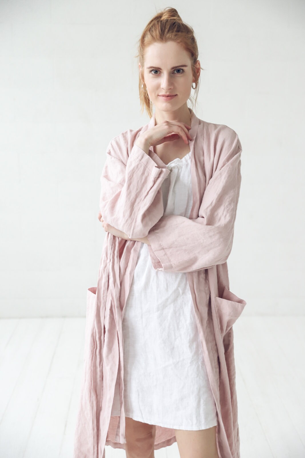 Linen Night Gown Linen Dressing Gown Long Bath Robe Etsy