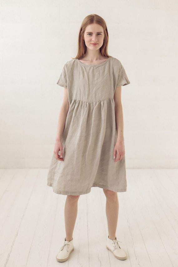 Oversize Linen Dress Linen Washed Dress Smock Linen Dress | Etsy