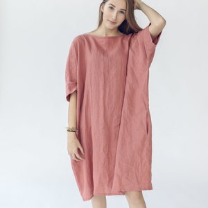 Linen Soft Dress, Baggy Loose Summer Linen Dress, Oversized Linen Dress image 2