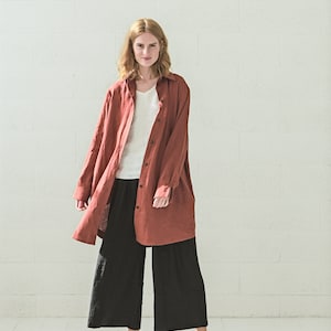 Oversize Linen Shirts / Linen Long Shirts 90s For Women / Casual Linen Shirts