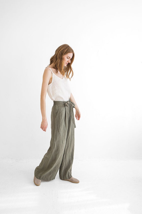 Pantalon en 2025 lin taille haute