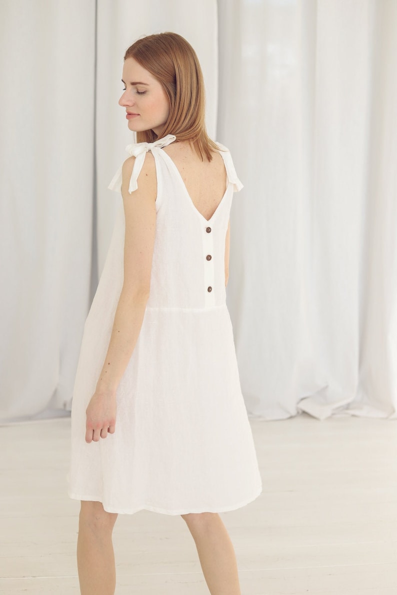 Summer Linen Dress Slip Woman Dress Midi Linen Dress image 1