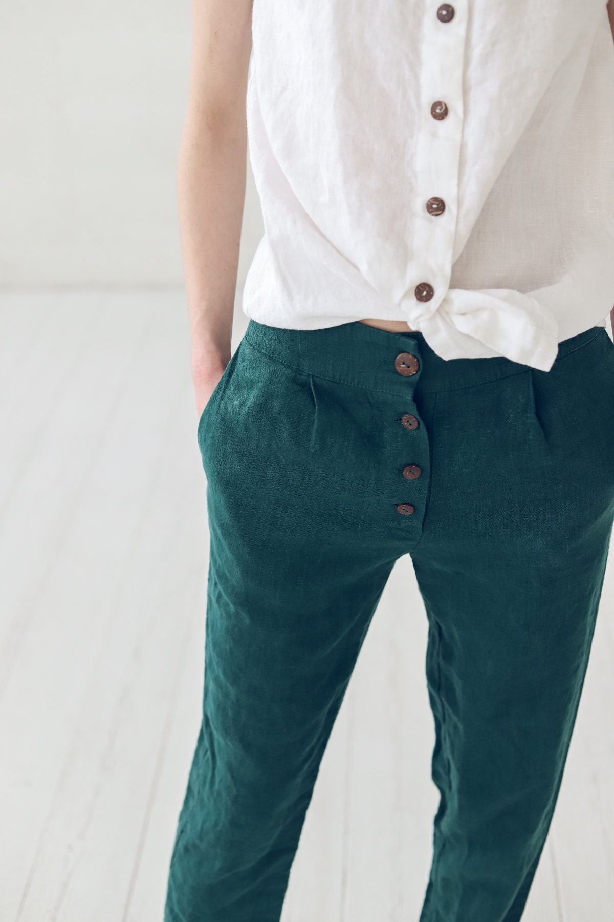 slim fit dress slacks Men's Emerald Green Pants by StudioSuits