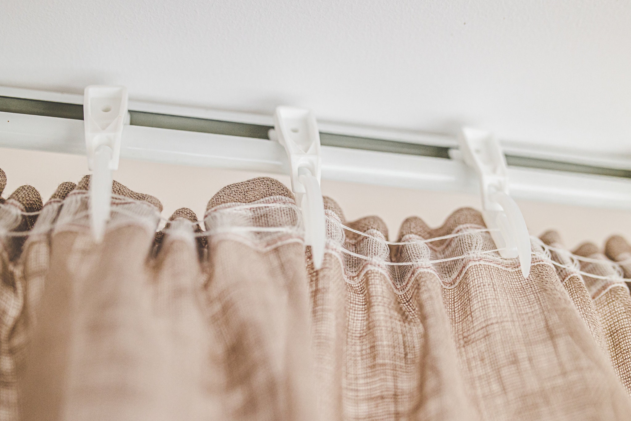 Ripple Fold Seethrough Linen Day Curtains Light Brown Sheer Etsy