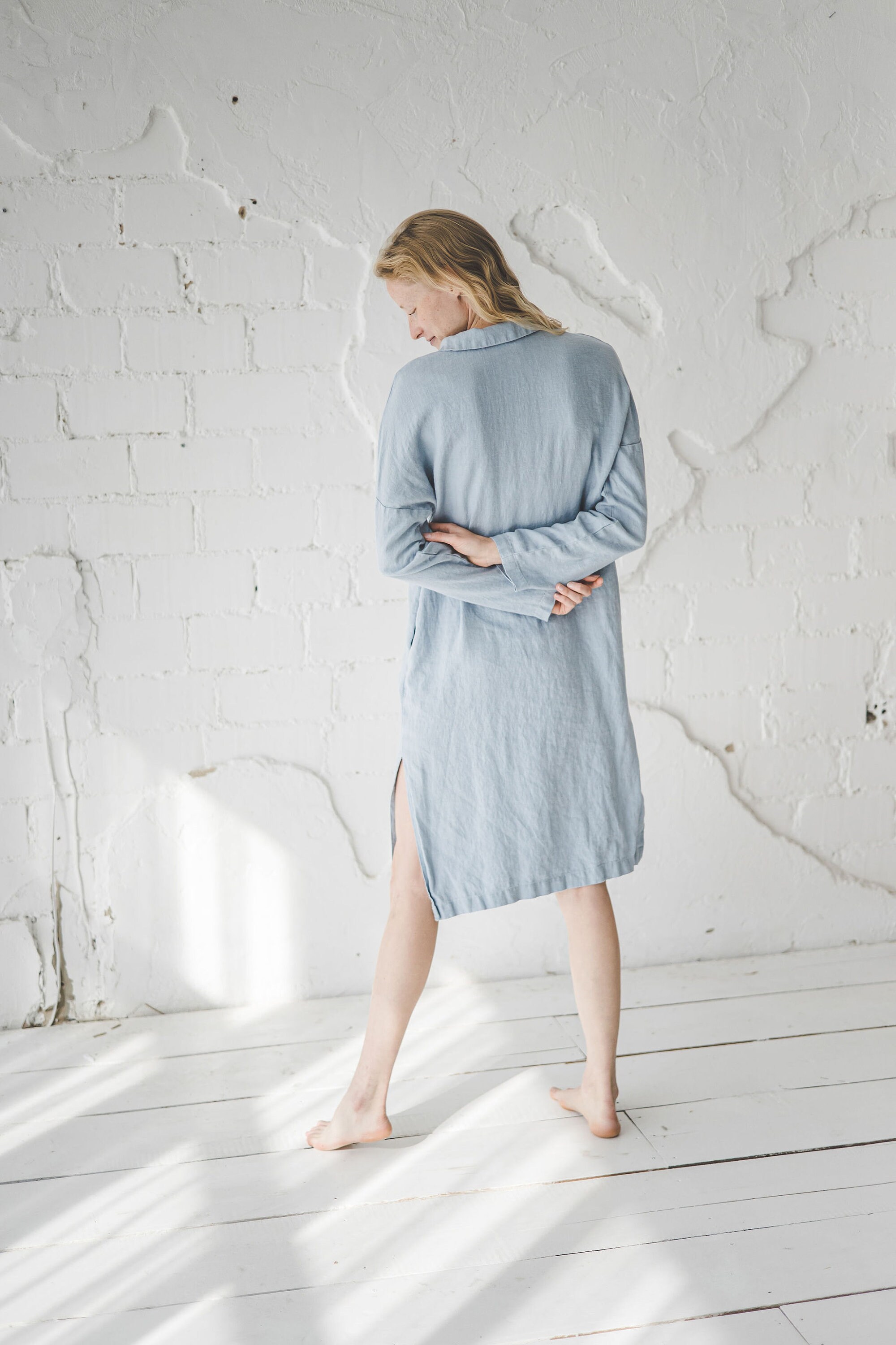 Maxi linen summer buttoned solid casual shirt dresses outlet