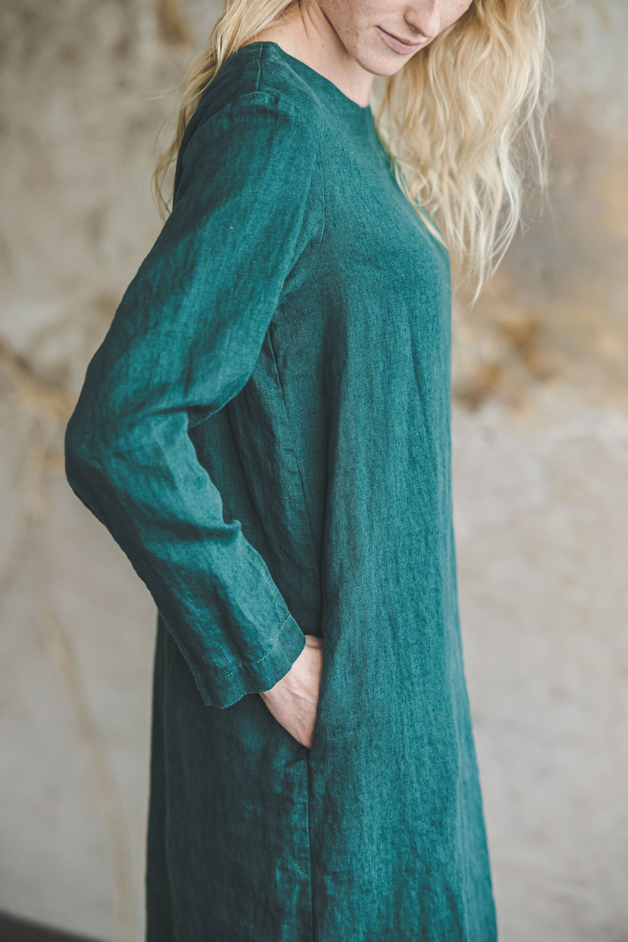 green linen tunic dress Linen Oversize Shirt Dress Margo Forest Green ❤️ menique