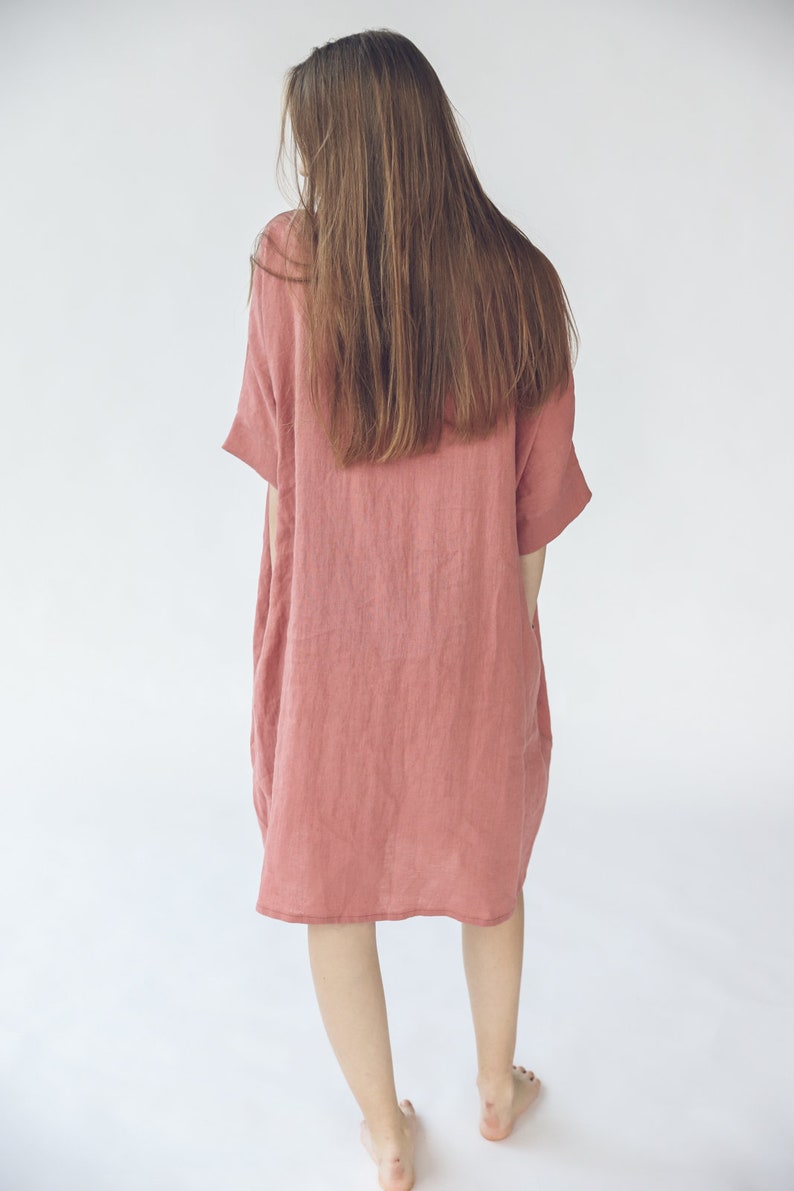 Linen Soft Dress, Baggy Loose Summer Linen Dress, Oversized Linen Dress image 6