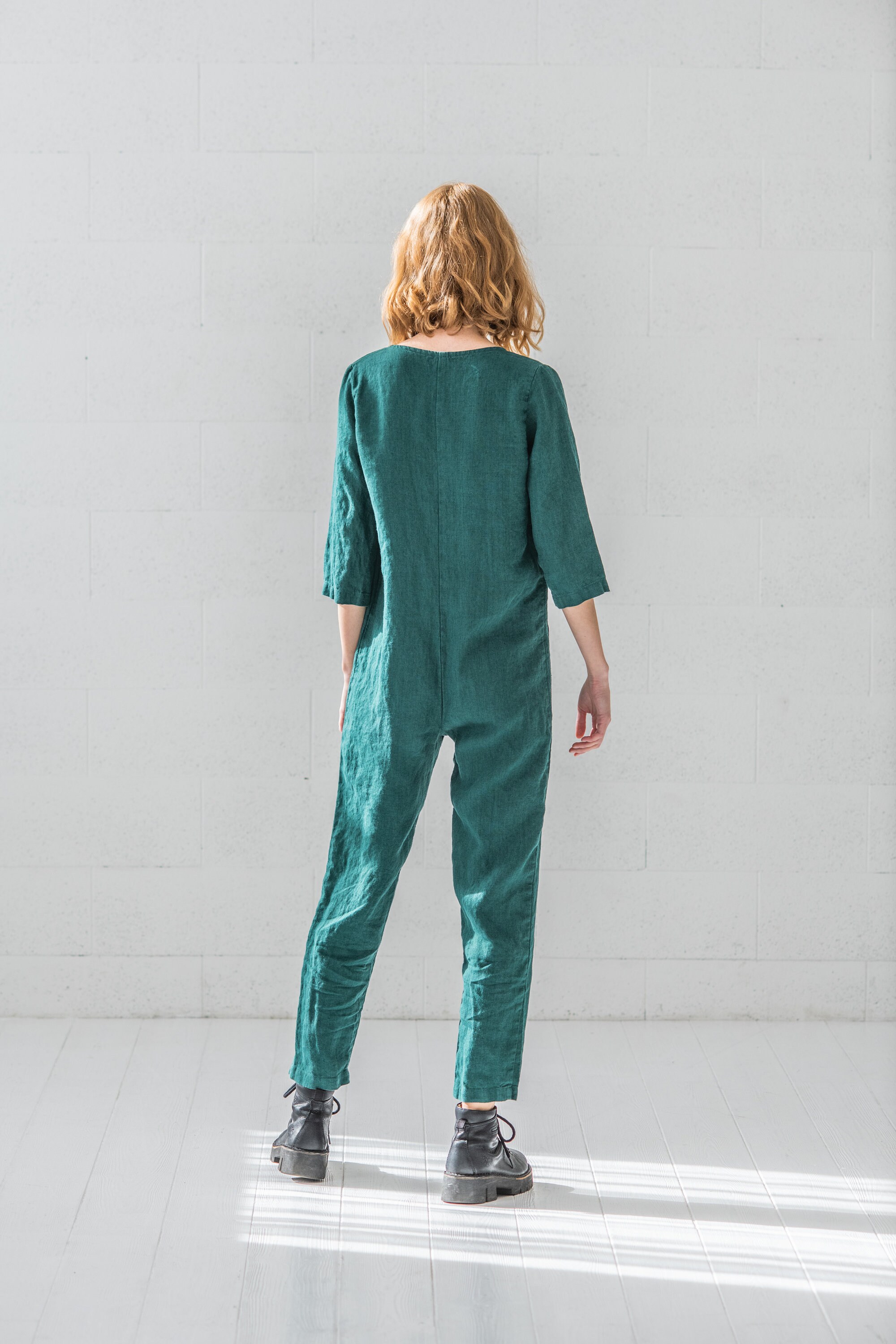 READY TO SHIP Linen Casual Jumpsuit / Loose Linen Overall / - Etsy