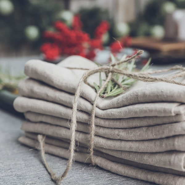 Linen Napkins / Beige Linen Napkins Set Of 4, 6, 8, 10, 12, 14, 16 / Housewarming Linen Gift