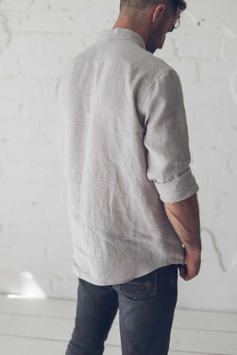 Classic Linen Men Shirt / Long Sleeves Linen Buttons Down - Etsy