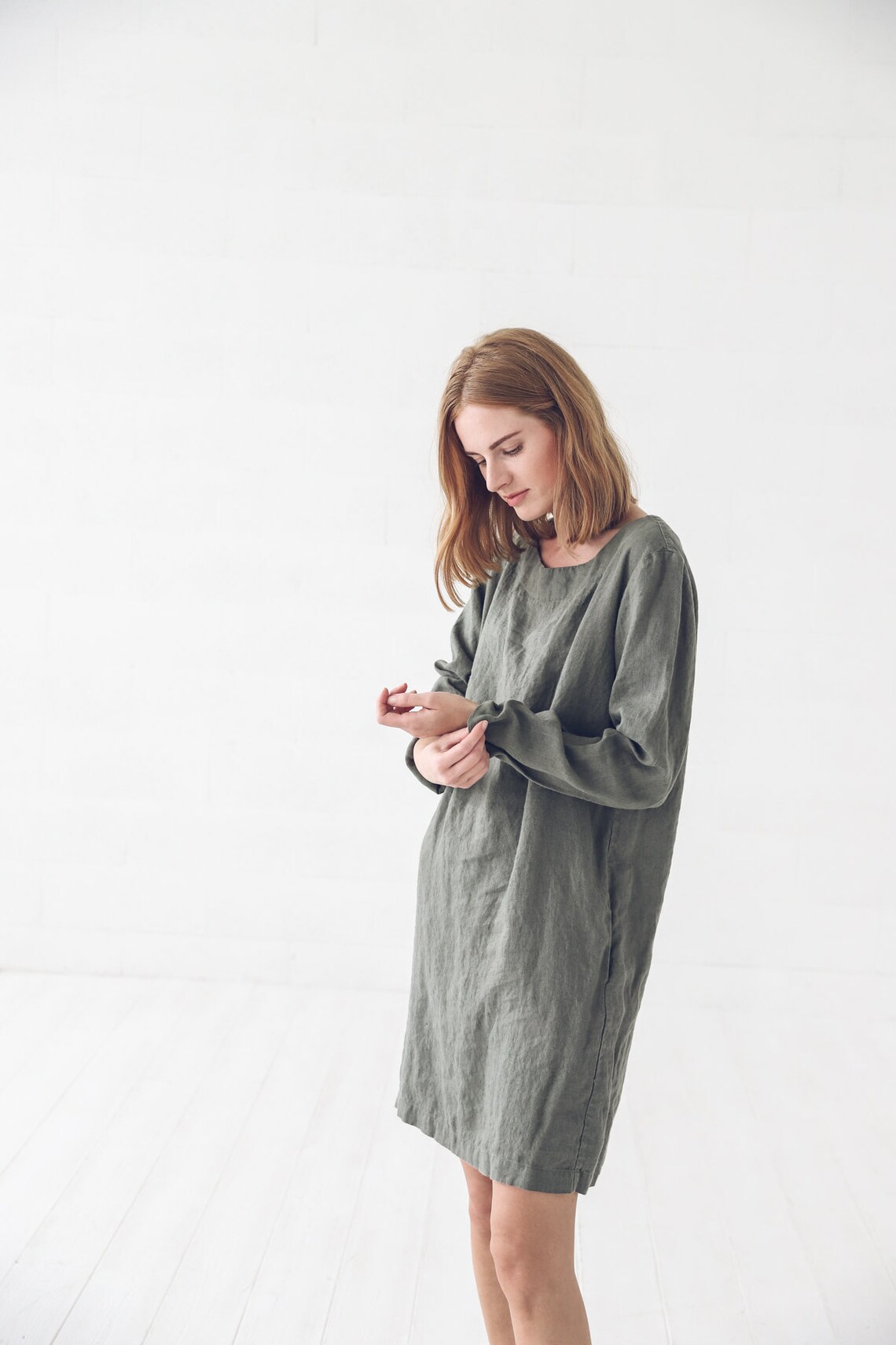 Simply Linen Tunic Dress Long Sleeves Dress Oversized Linen Etsy