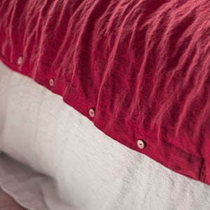 Linen Bed Set, Ruby Red Boho Bedding, Duvet Cover Queen, Linen Bedding, Duvet Cover with Pillowcases image 6