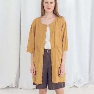 Loose Linen Jacket / Boho Linen Cardigan for Women / Linen Coat with Pockets / Relaxed Fit Cardigan image 2