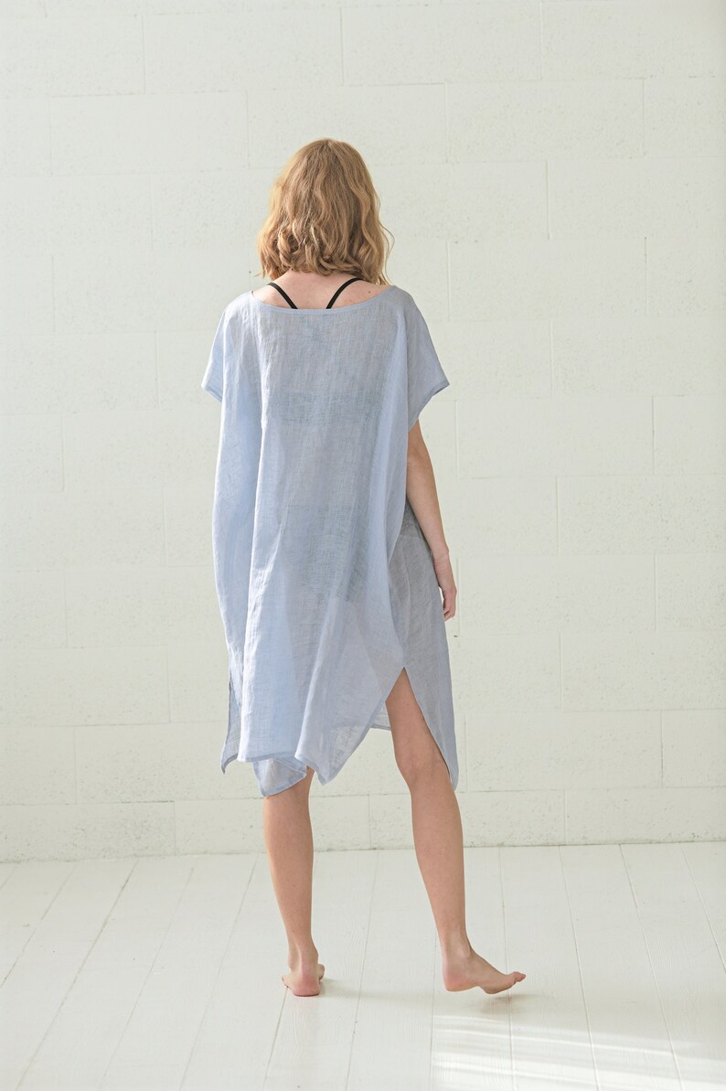 Light Linen Caftan Beach Dress / Women Beachwear / Oversize Casual Linen Tunic image 4