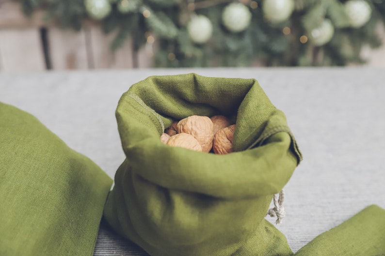 Set Of 2 Linen Utility Bags, Linen Kitchen Bags, Sac à Pain, Linen Bread Bag, Reusable Storage Linen Gift Bag image 2